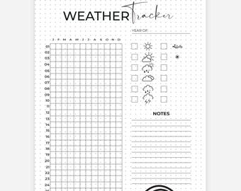 Yearly Weather Tracker Printable Journal Page – Habit Log (Digital Download)