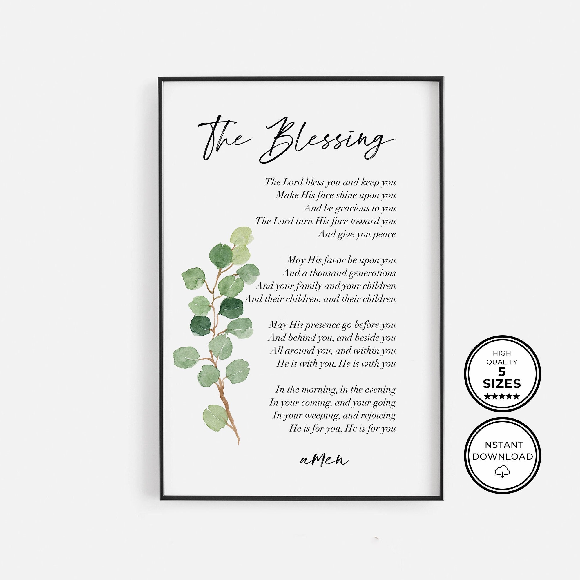 The Blessing Print The Lord Bless You Numbers 6 24 26 Etsy