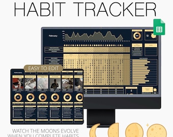 Habit Tracker Spreadsheet | Google Sheets | Simple Tasks Planner | Daily | Weekly | Monthly Habit Planner | Goal Planner | Digital Dashboard