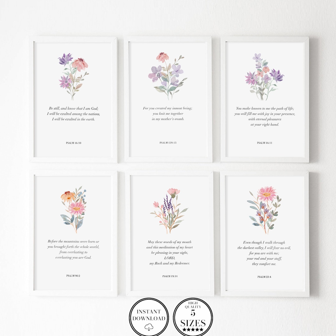 Bible Verse Wall Decor Psalms Set of 6 Bible Wall Art - Etsy