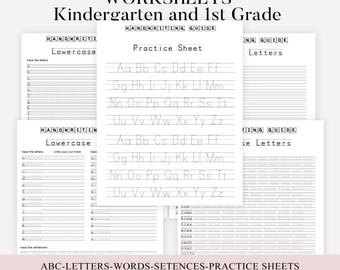 Handwriting Worksheet Printable, Calligraphy 15 Pages Letters, Words, and Sentences, For Middle School Kids and Up and Adults, PDF File Only