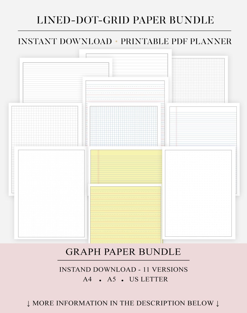 Dot Grid Paper Bundle Printable Dot Grid Journal Paper Dotted Planner ...