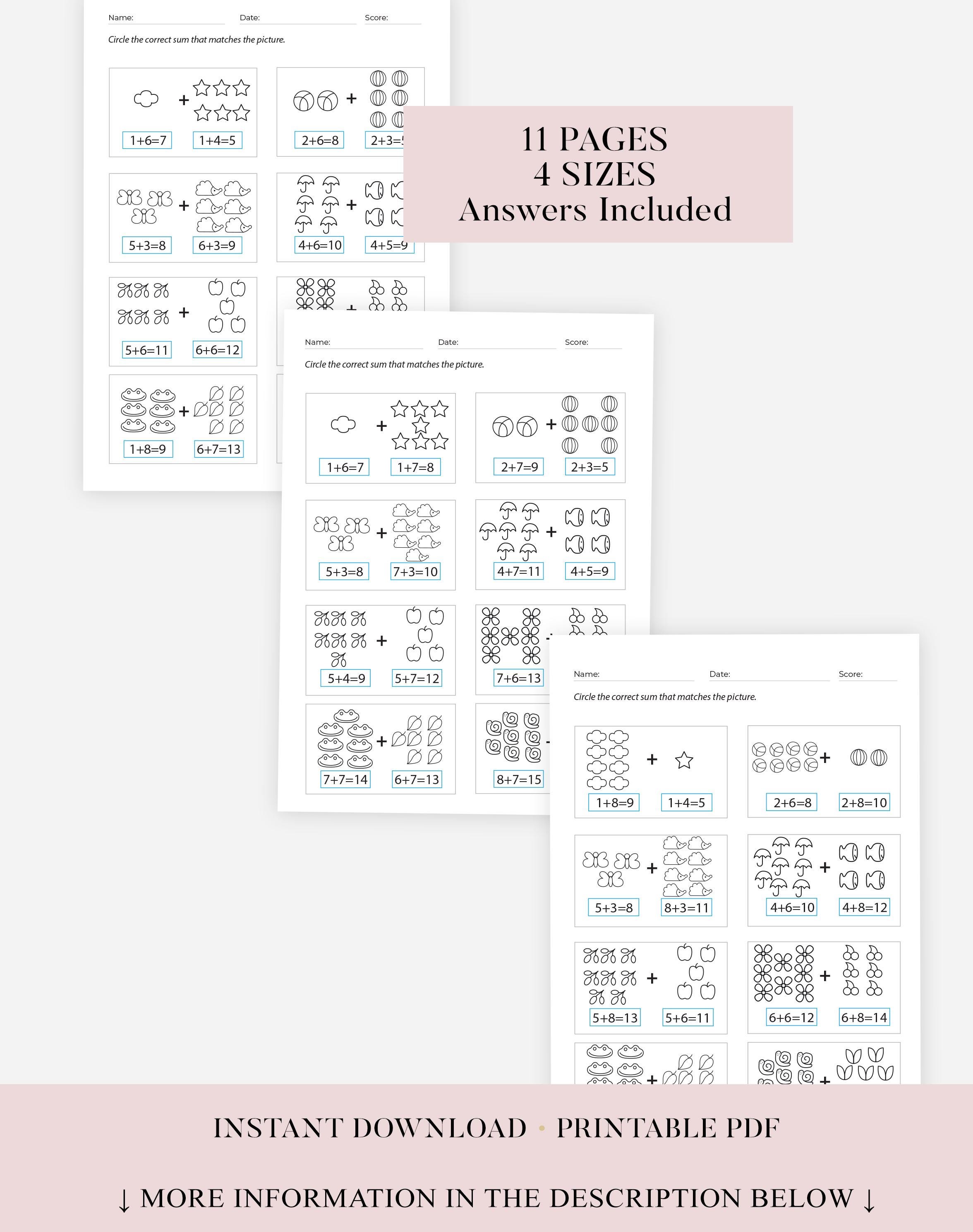 11 Printable Addition Fill in the Blanks Worksheets for Kindergarten ...