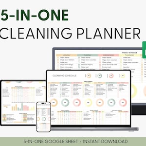 Wekelijkse schoonmaakchecklist Spreadsheetsjabloon voor Google Spreadsheets Schoonmaakschema Wekelijkse jaarlijkse schoonmaakplanner Schema huishoudelijke taken