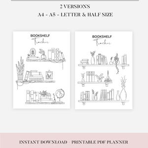 Plantilla imprimible de estantería de registro de lectura, libros para leer, libros que he leído, registro de lectura, tamaño A4/A5/carta/medio, descarga instantánea en PDF