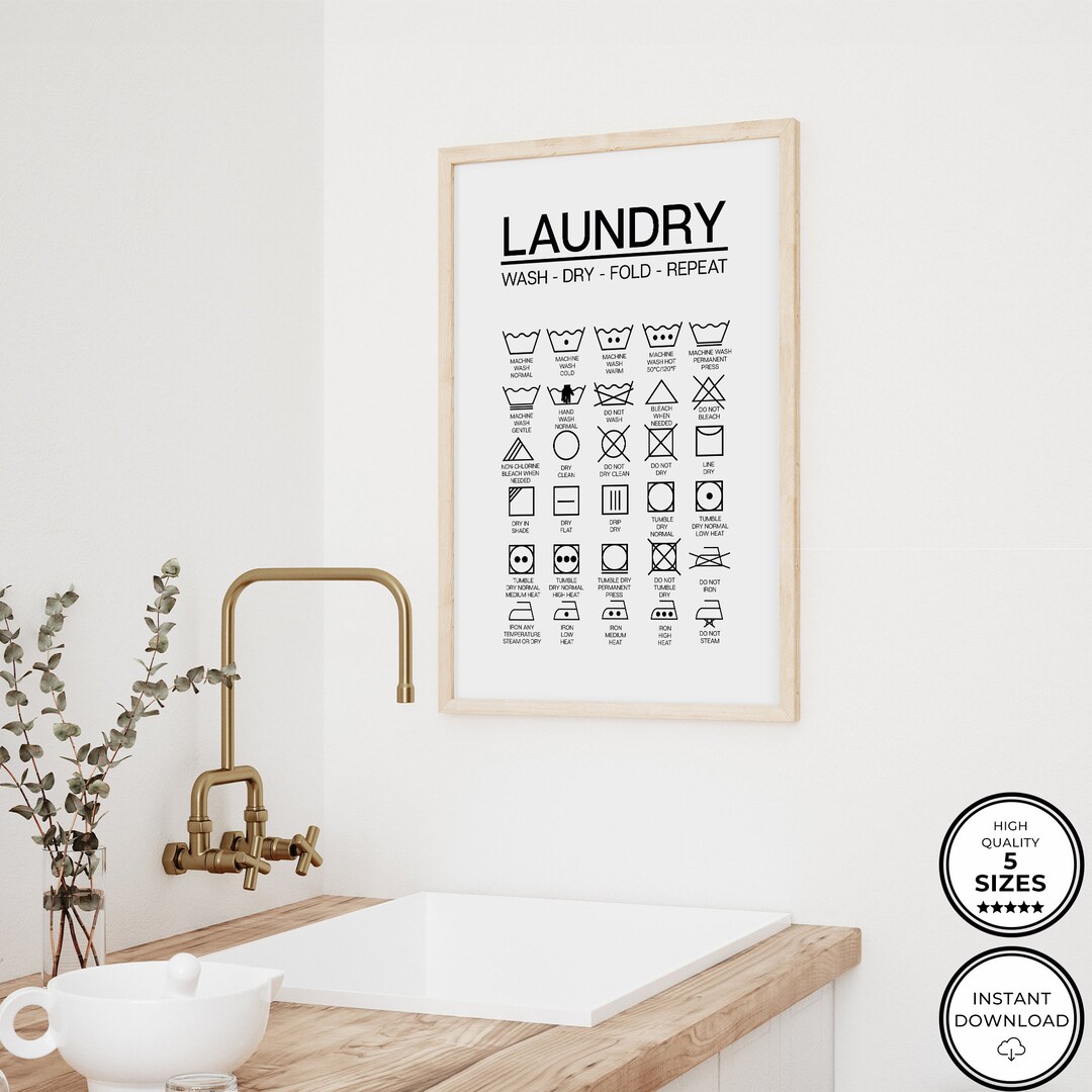 Laundry Room Symbols Print, Printable Art, Laundry Wall Decor, Laundry