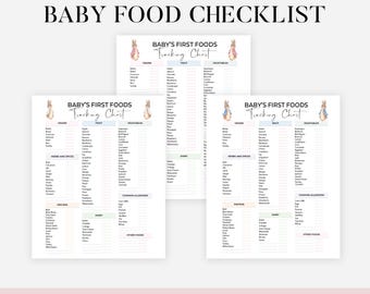 Lista de verificación de alimentos para bebés imprimible, Primeros alimentos, Alimentos saludables para bebés, Alimentación complementaria dirigida por el bebé, Guía de nutrición infantil, Planificador de comidas colorido en PDF, Mamá primeriza