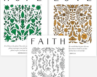 Afdrukbare bundel christelijke kleurboek, ontwerpen met bijbelteksten, boho-christelijke kunst, christelijke activiteiten digitale download, kleurplaten