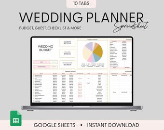 Ultimate Wedding Planner Digital Template, Google Sheets, Wedding Guide Template Editable Wedding Itinerary, google sheets wedding organizer