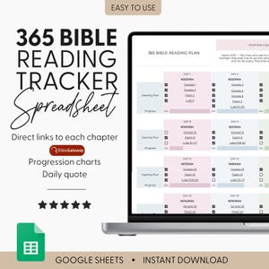 Chronological Bible Reading Tracker | Read the Bible in a year | 365 days of the Bible | Bible Reading Plan Printable | Daily Reading Bible
