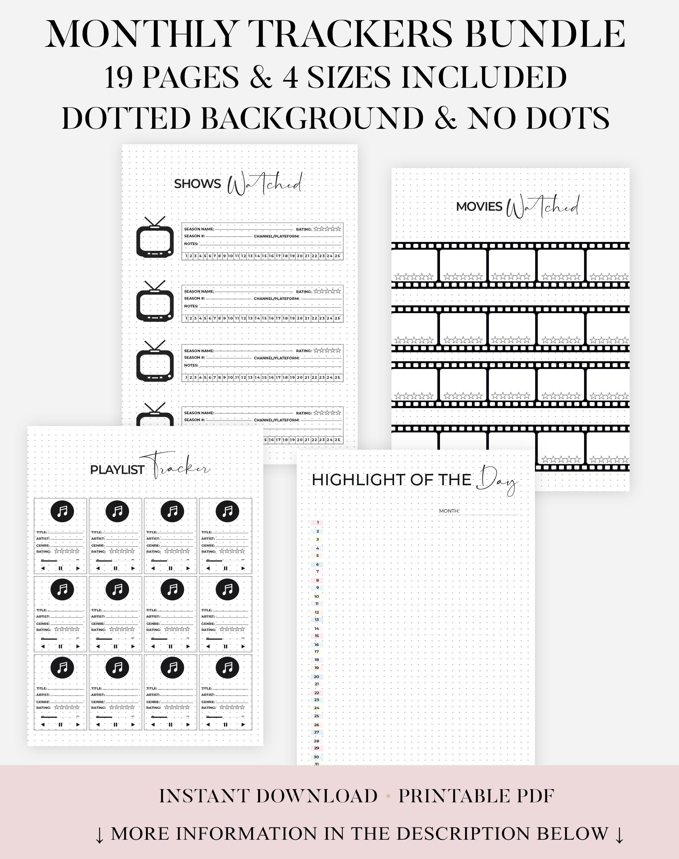 Monthly Trackers Bundle Printable - 2026 Journal Bundle - Journal Pages ...