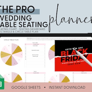 BLACK FRIDAY Sitzplan Vorlage für einen Hochzeitstisch, Sitzplan für einen runden Tisch, Sitzordnung für Hochzeitstische, Head Table Planer