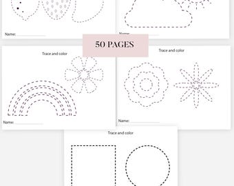 Preschool Line Tracing Worksheets Bundle, Line Trace Page Printable, Homeschool worksheet, Kindergarten Curriculum Learning, Pre Handwriting