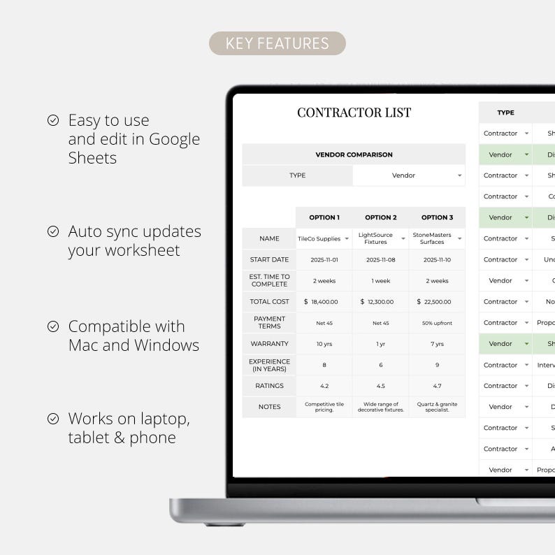 Home Renovation Budget Planner for Excel & Google Sheets | DIY Planner ...