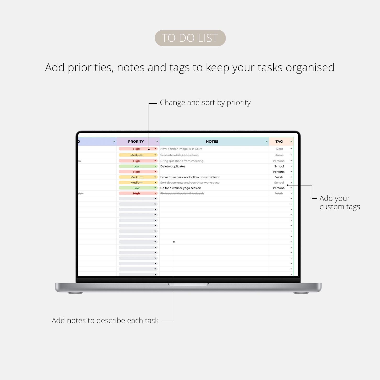 Task Tracker Spreadsheet Template Google Sheets Digital To-do List ...