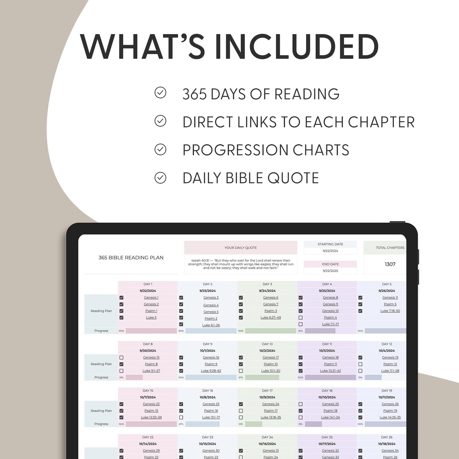 365 Day Bible Reading Plan, Bible Study Checklist, Bible in A Year ...