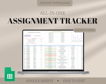 Academic Student Planner Spreadsheet, School Assignment Tracker Google Sheets, Assignment Tracking Spreadsheet,Online Study Planner Template