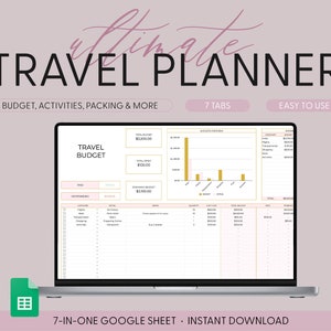 Travel Planner Digital Travel Planner for Travel Itinerary Digital Holiday Planner Holiday Travel Organizer Travel Budget Google Sheets