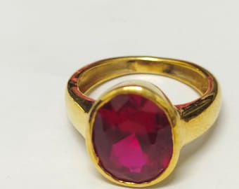 AAA+ Natural Certified Burma Ruby Ring: 5.50 Carat, 14 k Gold Plated 925 Sterling Silver