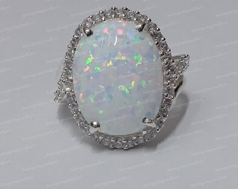 AAA+ Natural Certified Opal Ring: 925 Sterling Silver Handmade Jewelry