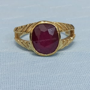 AAA+ Naturcertifierad Rubinring: 5,50 karat, förgylld 925 sterlingsilver