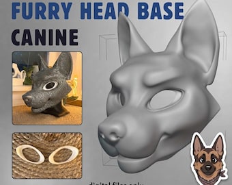 Hond semi-realistische harige fursuit-hoofdbasis