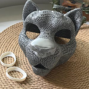 3D-tryckt TPU-huvudbas för panterpälsdräkt | Semirealistisk storkattmask (ögonblanka ingår)