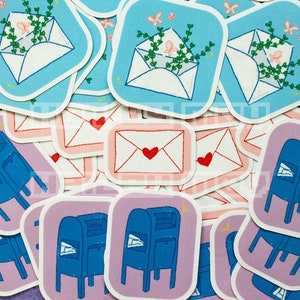 Pakiet naklejek z listami miłosnymi || Kawaii, Poczta, Listy, USPS, Skrzynka pocztowa, Scrapbooking, Bazgroły, Rośliny, Winorośl, Słodkie