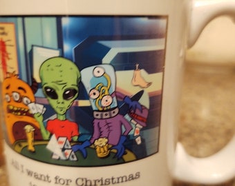 All I want for Christmas is some space - alien coffee mug