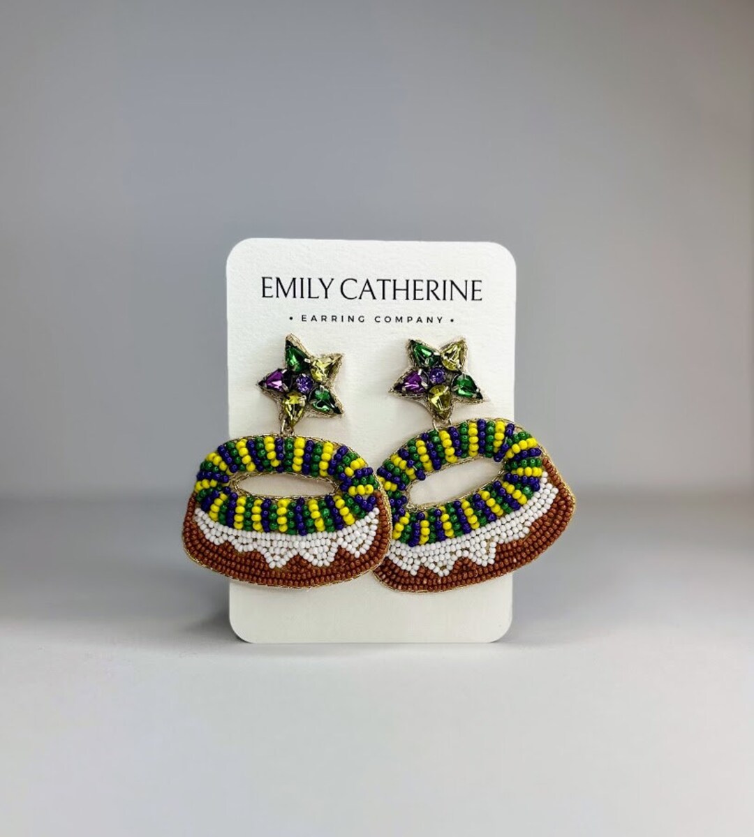 King Cake Earrings, Mardi Gras Earrings, NOLA Earrings, Mardi Gras, New