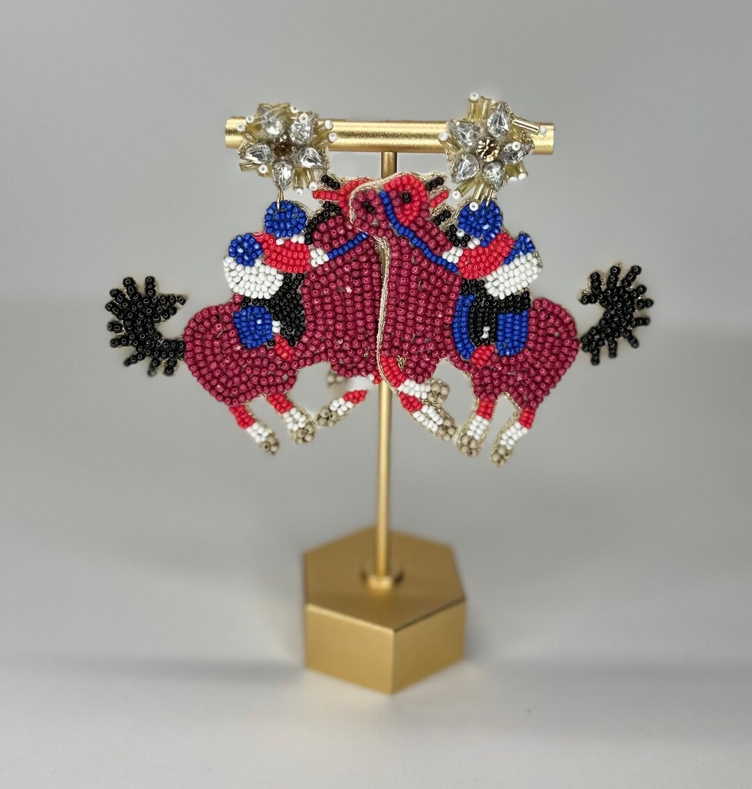 Kentucky Derby Earrings, Kentucky Derby Beaded Earrings, Horse Earrings