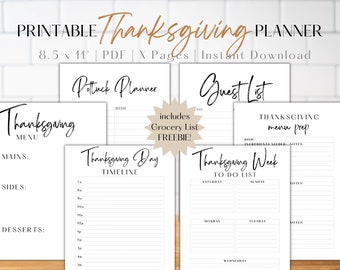 Thanksgiving Planner, Thanksgiving Planner Kit, Thankgiving Planner Printable, Thanksgiving Planner Bundle, Thanksgiving Printable Menu
