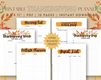 Thanksgiving Planner, Thanksgiving Planner Kit, Thankgiving Planner Printable, Thanksgiving Planner Bundle, Thanksgiving Printable Menu