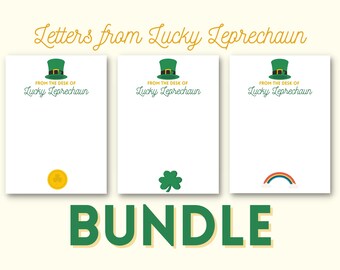 St Patrick's Day Bundle | Leprechaun Letter | St Patricks Day Card | Leprechaun Notecard | Lucky Leprechaun Printable | Lucky Charms