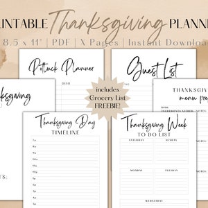 Thanksgiving Planner, Thanksgiving Planner Kit, Thankgiving Planner Printable, Thanksgiving Planner Bundle, Thanksgiving Printable Menu