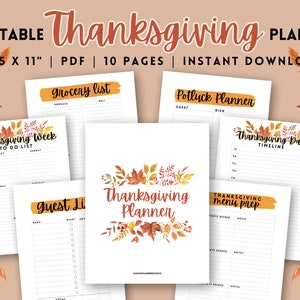 Thanksgiving Planner, Thanksgiving Planner Kit, Thankgiving Planner Printable, Thanksgiving Planner Bundle, Thanksgiving Printable Menu