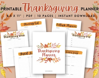 Thanksgiving Planner, Thanksgiving Planner Kit, Thankgiving Planner Printable, Thanksgiving Planner Bundle, Thanksgiving Printable Menu