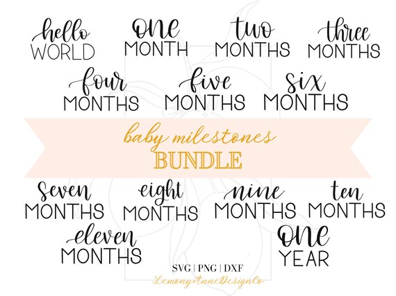 13 Baby Milestone SVG Bundle | PNG | DXF | Baby Gift | Baby Milestone Discs | Monthly Milestones | New Born Baby | New Mom | Milestone Cards