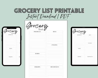 Einfache Einkaufsliste Printable | Klassische Einkaufsliste | Sofort Download | Einkaufsliste Vorlage | Heimorganisation | Einkaufsliste zum Ausdrucken