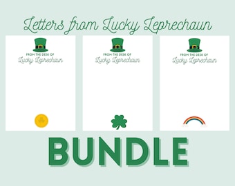St Patrick's Day Bundle | Leprechaun Letter | St Patricks Day Card | Leprechaun Notecard | Lucky Leprechaun Printable | Lucky Charms