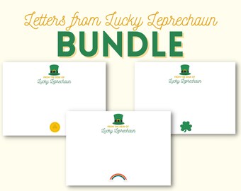 St Patrick's Day Bundle | Leprechaun Letter | St Patricks Day Card | Leprechaun Notecard | Lucky Leprechaun Printable | Lucky Charms