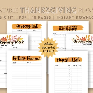 Thanksgiving Planner, Thanksgiving Planner Kit, Thankgiving Planner Printable, Thanksgiving Planner Bundle, Thanksgiving Printable Menu