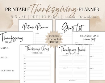 Thanksgiving Planner, Thanksgiving Planner Kit, Thankgiving Planner Printable, Thanksgiving Planner Bundle, Thanksgiving Printable Menu