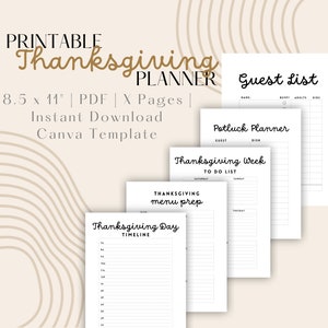 Thanksgiving Planner, Thanksgiving Planner Kit, Thankgiving Planner Printable, Thanksgiving Planner Bundle, Thanksgiving Printable Menu