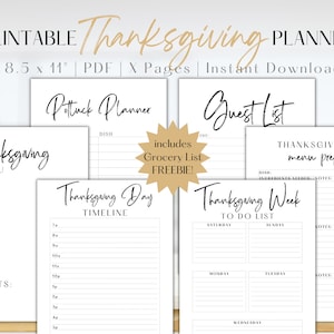 Thanksgiving Planner, Thanksgiving Planner Kit, Thankgiving Planner Printable, Thanksgiving Planner Bundle, Thanksgiving Printable Menu