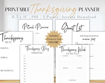 Thanksgiving Planner, Thanksgiving Planner Kit, Thankgiving Planner Printable, Thanksgiving Planner Bundle, Thanksgiving Printable Menu