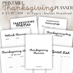 Thanksgiving Planner, Thanksgiving Planner Kit, Thankgiving Planner Printable, Thanksgiving Planner Bundle, Thanksgiving Printable Menu