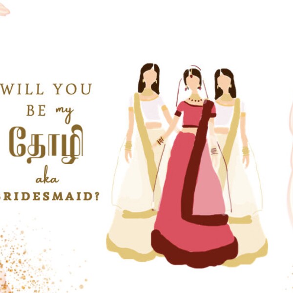 Tamil Bridesmaid Card | Digital | Unlimited | Printable | Will you be my thozhi | Indian Bridesmaid Proposal | Wedding | Bridal