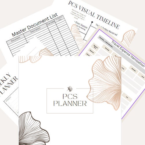PCS Planner Printable basic, PCS Checklist, Military Move Planner ...
