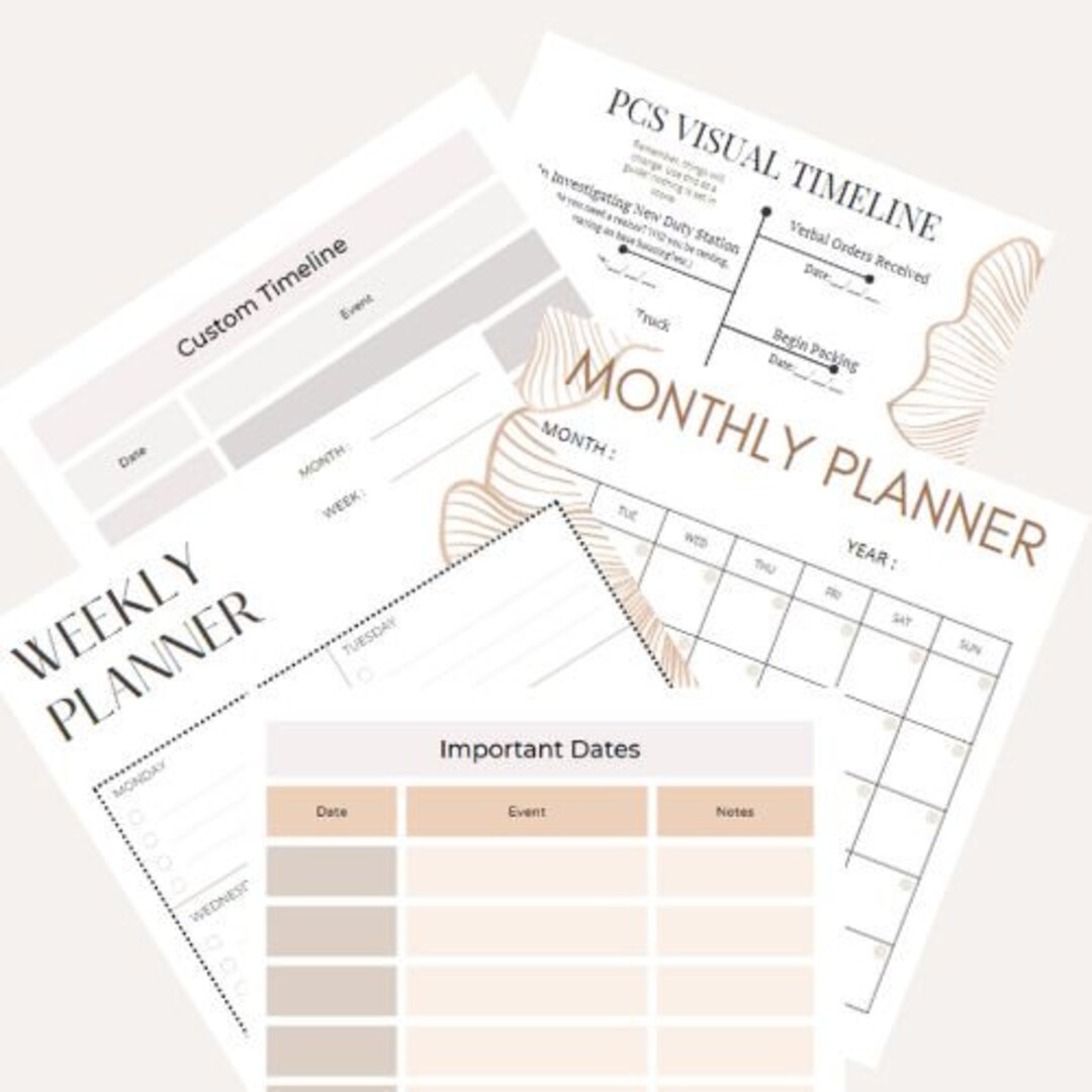PCS Timelines Calendar Planner Important Dates Military Etsy